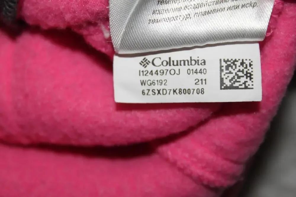 Columbia Jacket Unisex Kids 14-16 Pink Quilted Fleece Full Zip Pockets